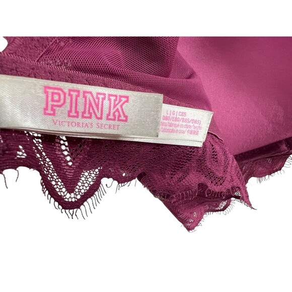PINK Victoria's Secret Underwired Lace Date Push-up Bralette  Size L  Dark Mauve - Picture 5 of 8